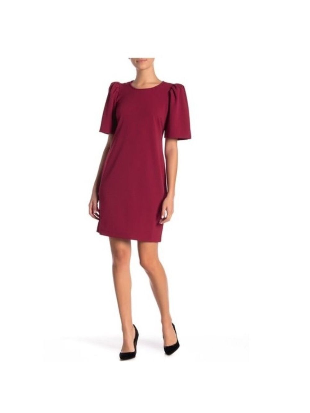Sharagano Short Sleeve Shift Dress (Petite)